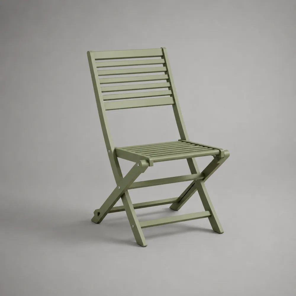 Sedia pieghevole da esterno in legno massello di acacia verde salvia, 47 × 56 × 87 cm
