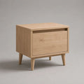 Comodino rettangolare in legno con cassetto, rovere naturale e marrone chiaro, 50 x 40 x 58 cm