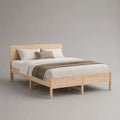 Letto matrimoniale 160 x 200 cm in legno massello di pino naturale con testiera e rete a doghe