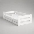 Letto Montessori singolo per bambini 90 x 190 cm in legno di pino massello bianco con sponde anticaduta