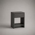 Comodino rettangolare in MDF con cassetto e ripiano aperto, grigio antracite, 40 x 35 x 55 cm
