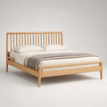 Letto matrimoniale in legno rovere naturale con testiera a listelli, per materasso 160 x 200 cm, dimensioni 170 x 215 x 110 cm