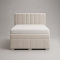 Letto matrimoniale imbottito 160 x 200 cm in poliestere beige crema con testiera a pannelli verticali