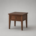 Tavolino laterale rettangolare in legno con cassetto, marrone noce e nero, 45 x 40 x 55 cm