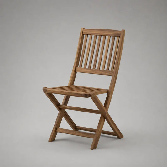 Sedia da giardino pieghevole in legno massello, marrone naturale, 47 x 58 x 89 cm