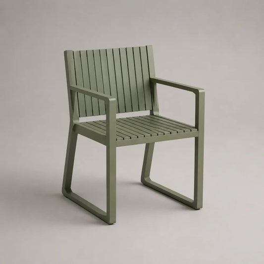 Sedia da giardino con braccioli in alluminio verde salvia, 58 x 60 x 86 cm